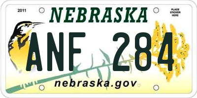 NE license plate ANF284