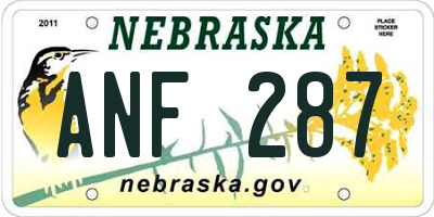 NE license plate ANF287