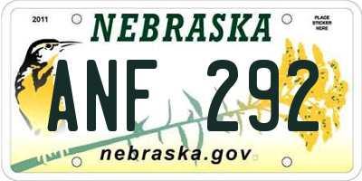 NE license plate ANF292