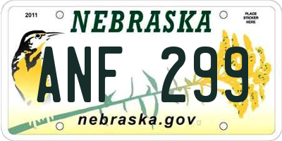 NE license plate ANF299