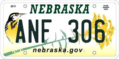 NE license plate ANF306