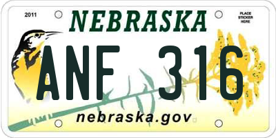 NE license plate ANF316
