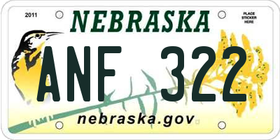 NE license plate ANF322
