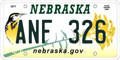 NE license plate ANF326