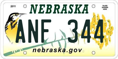 NE license plate ANF344