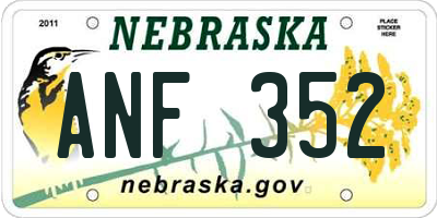 NE license plate ANF352