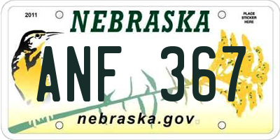 NE license plate ANF367