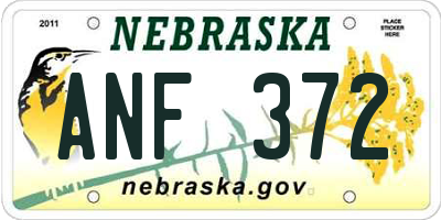 NE license plate ANF372