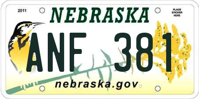 NE license plate ANF381