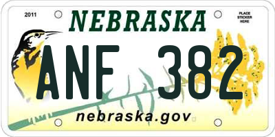 NE license plate ANF382