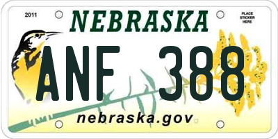 NE license plate ANF388