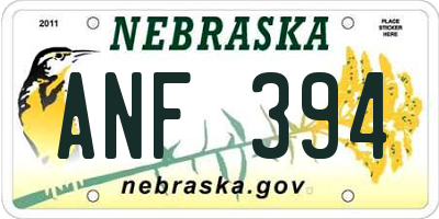NE license plate ANF394