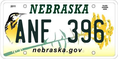 NE license plate ANF396