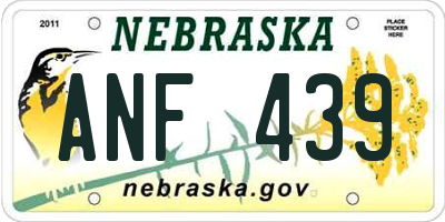 NE license plate ANF439