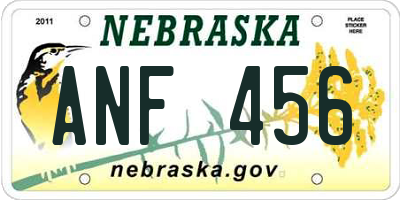 NE license plate ANF456