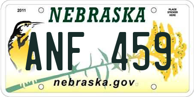NE license plate ANF459