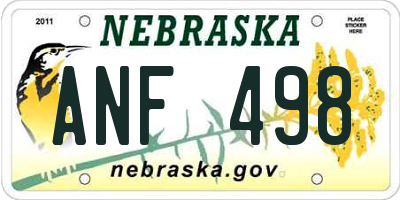 NE license plate ANF498