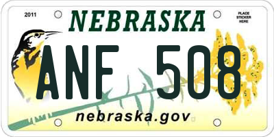 NE license plate ANF508