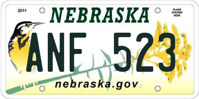 NE license plate ANF523