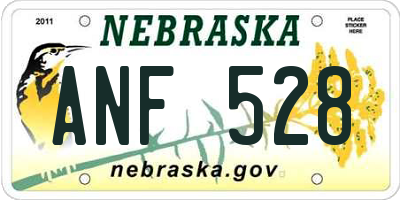 NE license plate ANF528