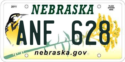 NE license plate ANF628