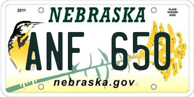 NE license plate ANF650