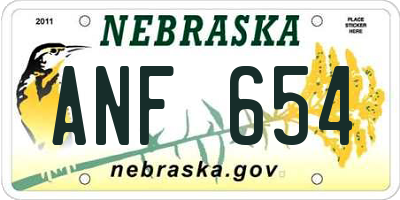 NE license plate ANF654