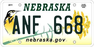 NE license plate ANF668