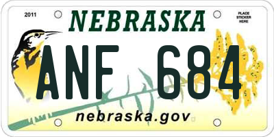 NE license plate ANF684