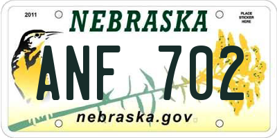 NE license plate ANF702