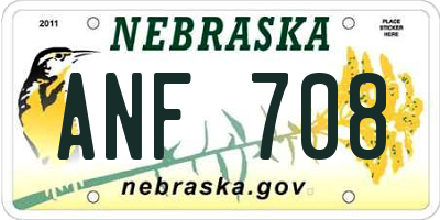 NE license plate ANF708