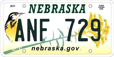 NE license plate ANF729