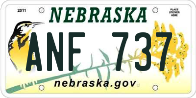NE license plate ANF737