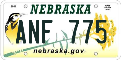 NE license plate ANF775