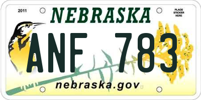 NE license plate ANF783