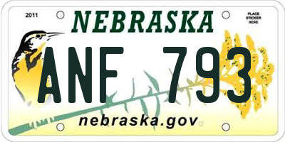 NE license plate ANF793