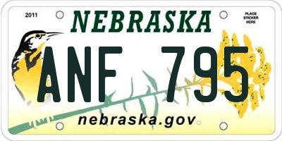 NE license plate ANF795