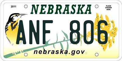 NE license plate ANF806