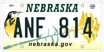 NE license plate ANF814