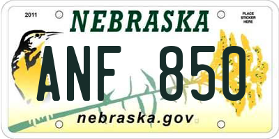 NE license plate ANF850