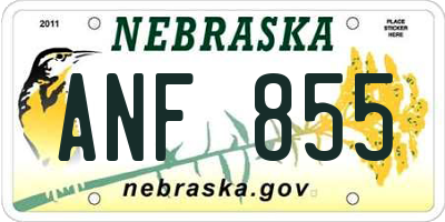 NE license plate ANF855