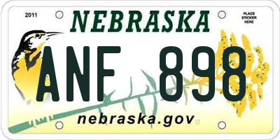 NE license plate ANF898