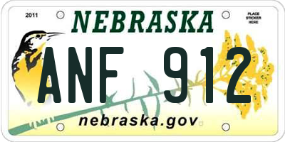 NE license plate ANF912