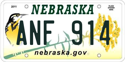 NE license plate ANF914