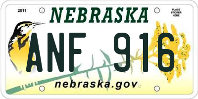 NE license plate ANF916