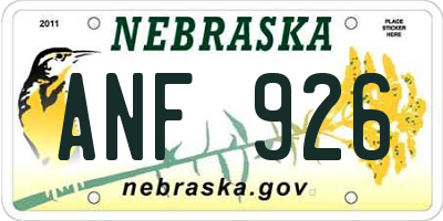 NE license plate ANF926