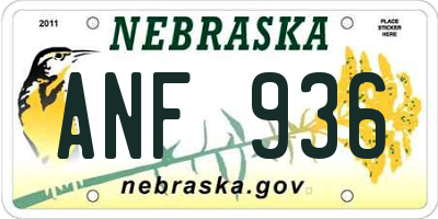 NE license plate ANF936