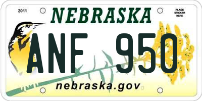 NE license plate ANF950