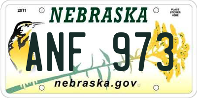NE license plate ANF973