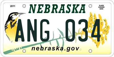 NE license plate ANG034